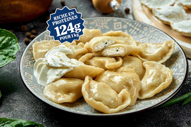 Varenyky au fromage frais et aux herbes salé